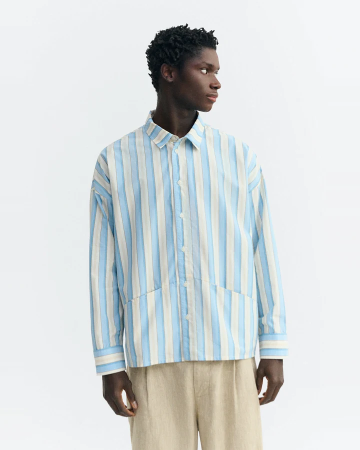 Thinking MU Herren vegan Hemd Jim Blue Stripes