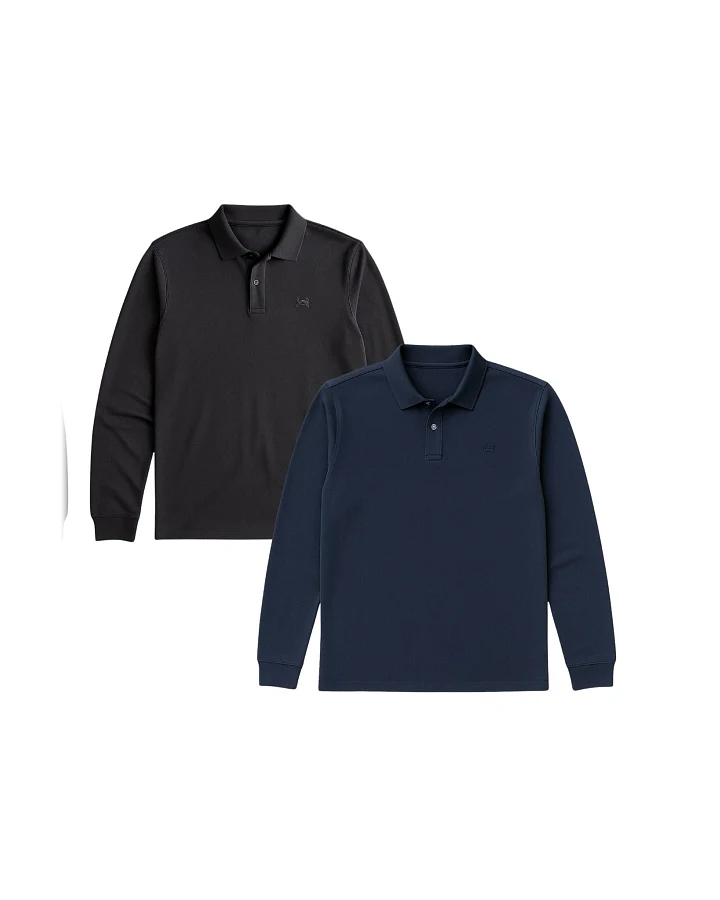 GORG Herren vegan Multipack 2x Polo Shirt Langarm Anthrazit/Marine
