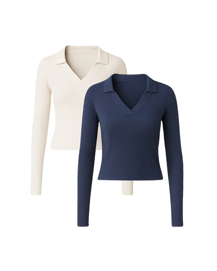 GORG Damen vegan Multipack 2x Longsleeves Navy/Soft Beige