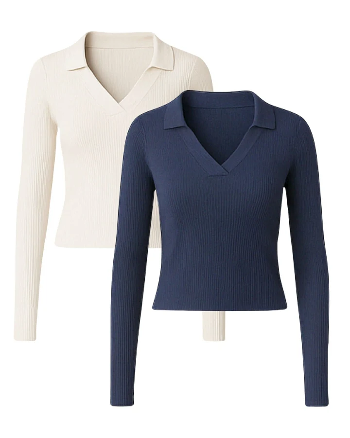 GORG Damen vegan Multipack 2x Longsleeves Navy/Soft Beige
