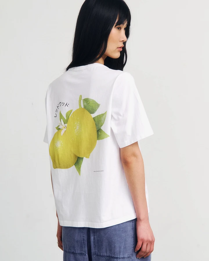Rotholz Damen vegan T-Shirt Lemon Print Weiß
