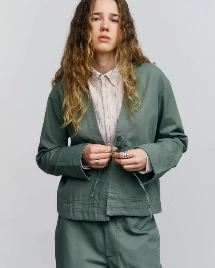 Rotholz Damen vegan Jacke Kimono Blattgrün