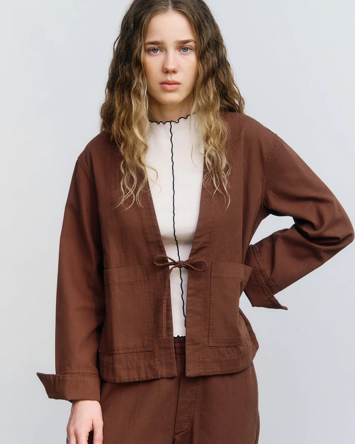 Rotholz Damen vegan Jacke Kimono Haselnussbraun