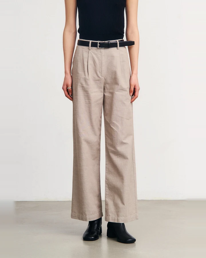 Rotholz Damen vegan Hose Hohe Taille Grau Braun