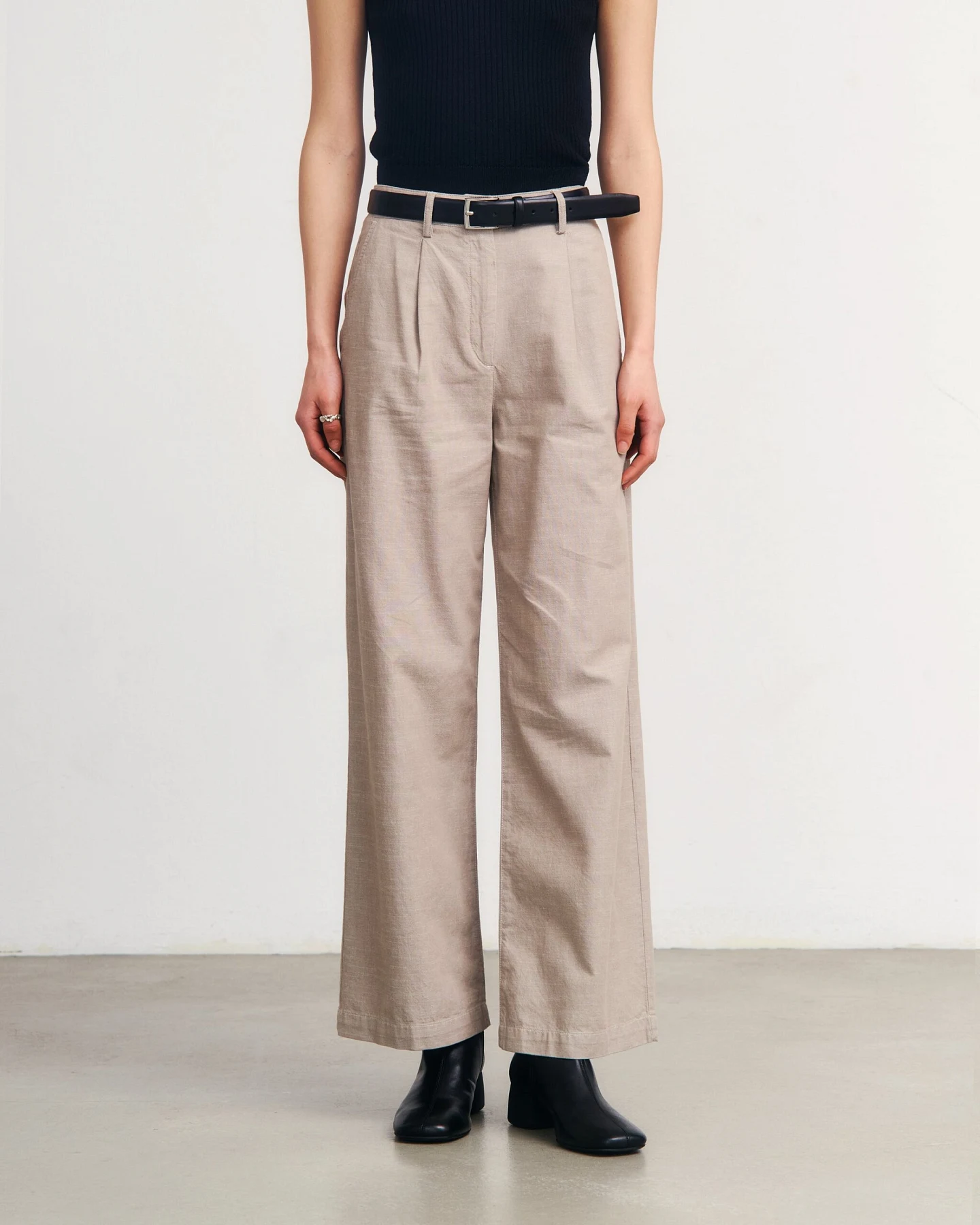 Rotholz Damen vegan Hose Hohe Taille Grau Braun – Ansicht 2