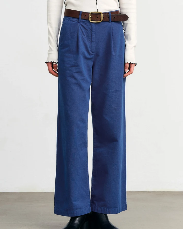 Rotholz Damen vegan Hose Hohe Taille Ozeanblau