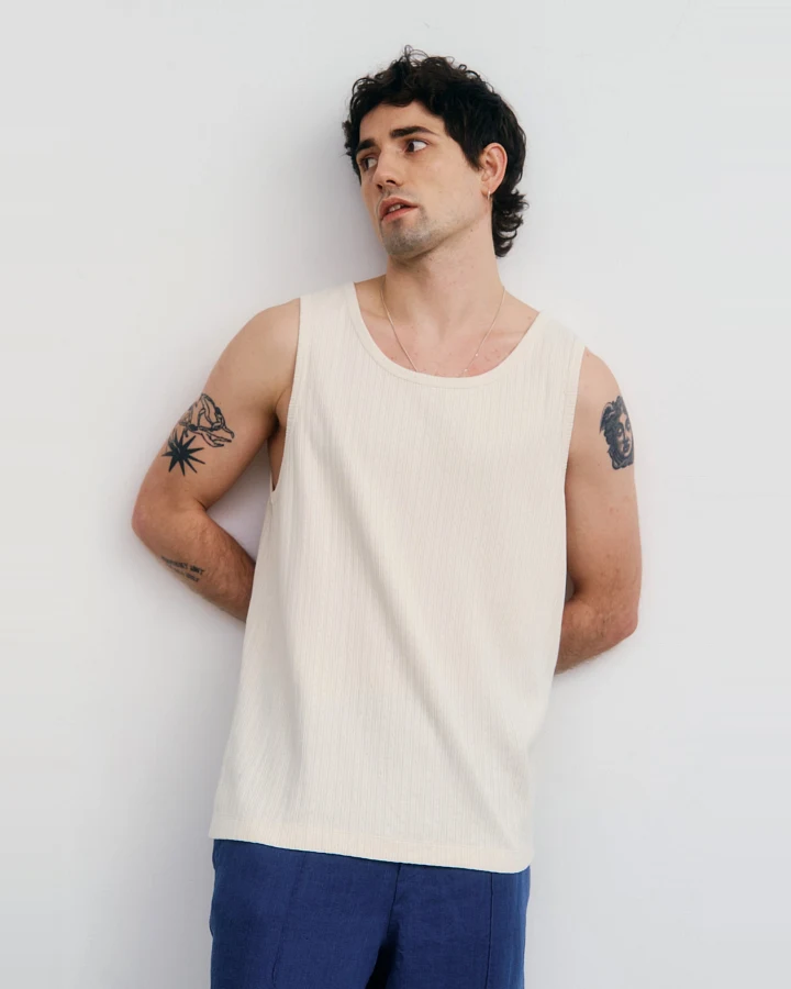 Rotholz Herren vegan Tank Top Gerippt Weiß