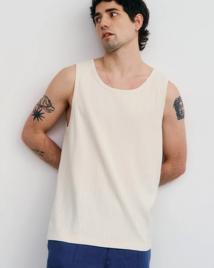 Rotholz Herren vegan Tank Top Gerippt Weiß