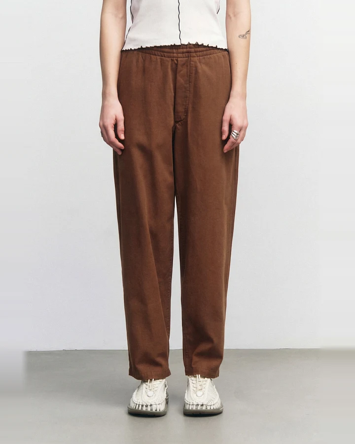 Rotholz Damen vegan Hose Weites Bein Haselnussbraun