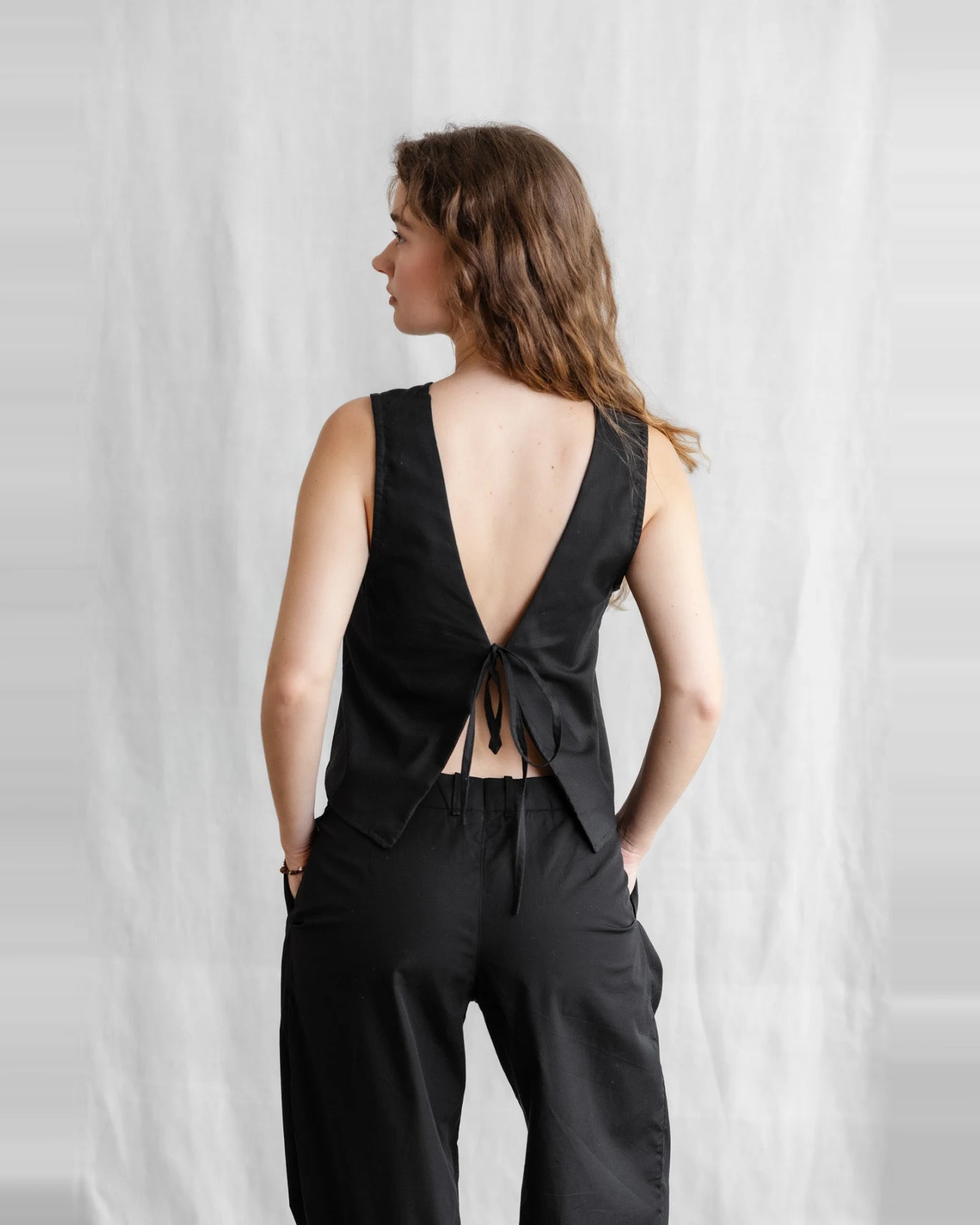 Jyoti - Fair Works Damen vegan Top Osra Schwarz – Ansicht 2