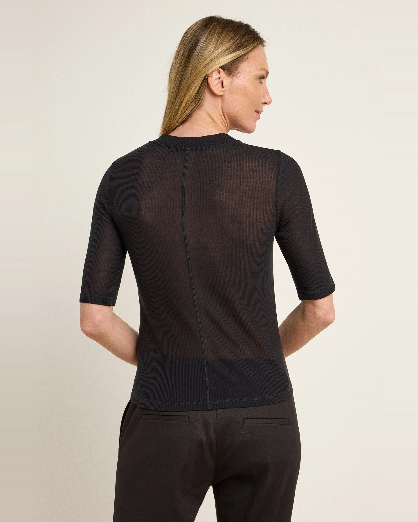 Stehkragenshirt Schwarz – Ansicht 5