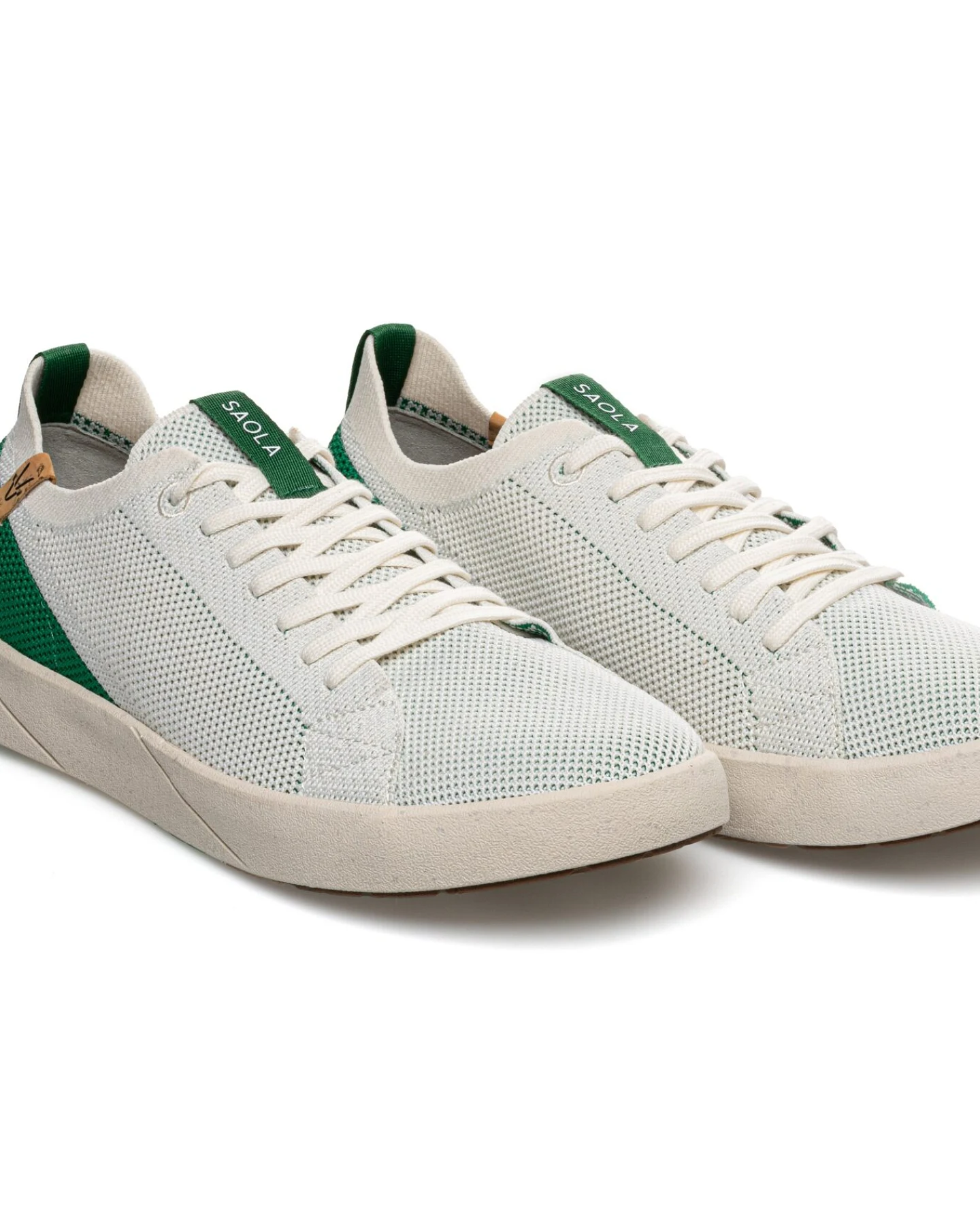 SAOLA Herren vegan Sneaker Herren Cannon Knit 2.0 Weiß/Forst – Ansicht 2