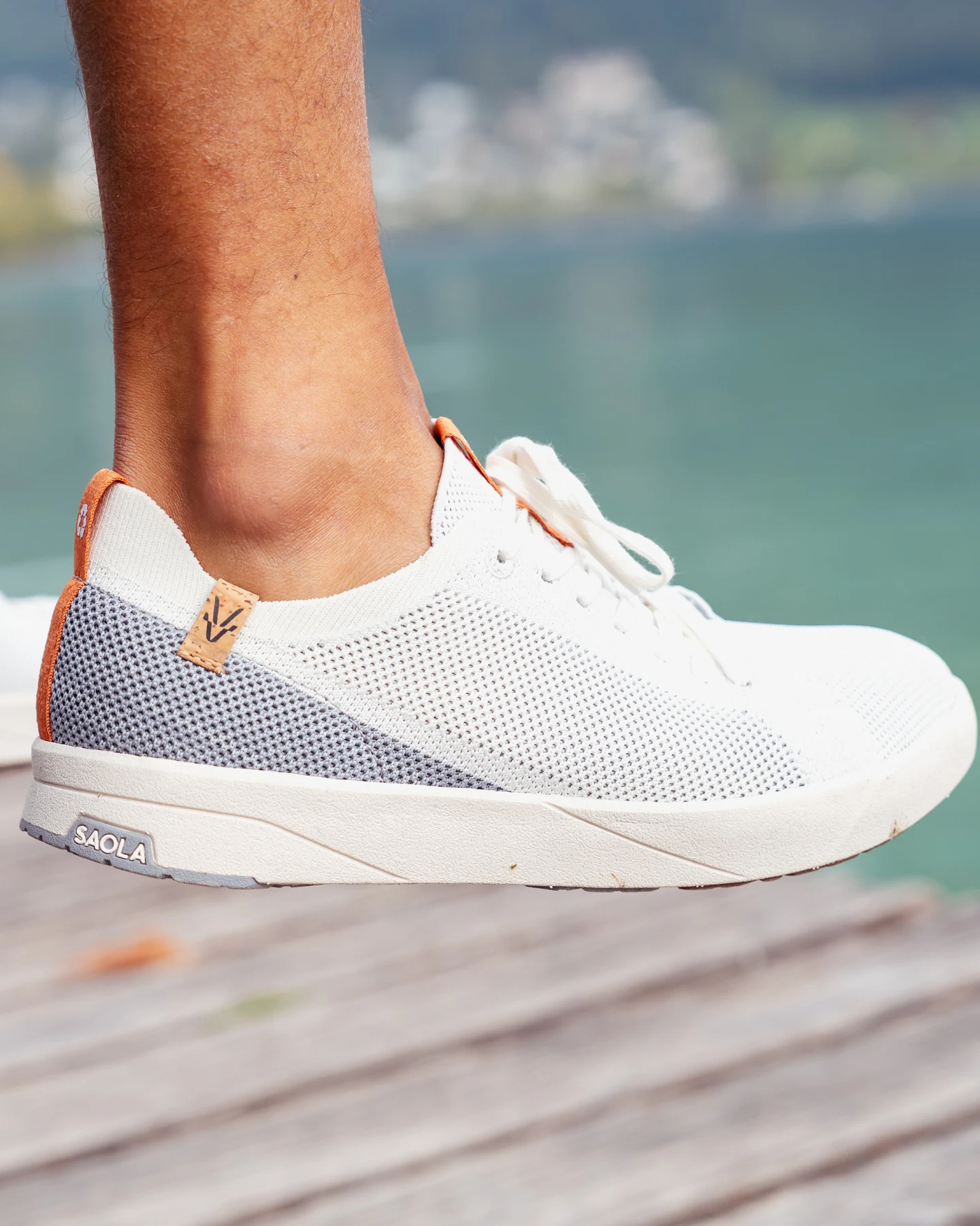 SAOLA Herren vegan Sneaker Herren Cannon Knit 2.0 Weiß/Grau – Ansicht 2