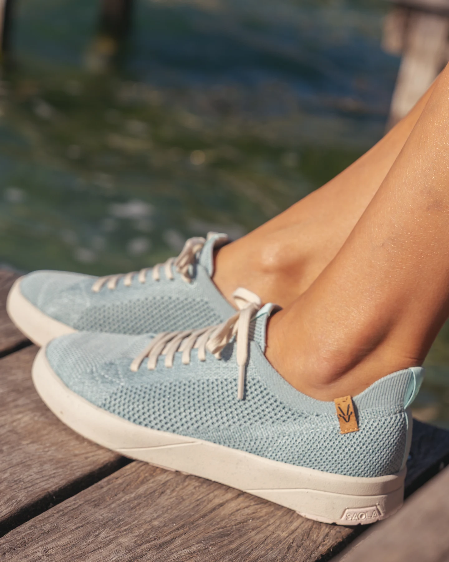 SAOLA Damen vegan Sneaker Damen Cannon Knit 2.0 Blassblau – Ansicht 2