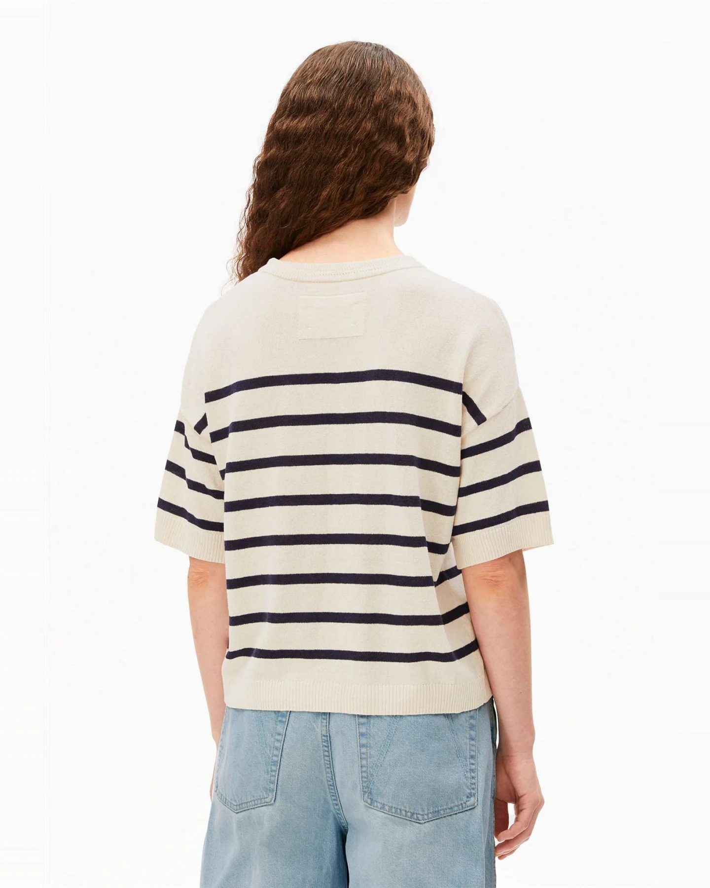 ARMEDANGELS Damen vegan Top Leinenmischung Weiß Gestreift – Ansicht 2