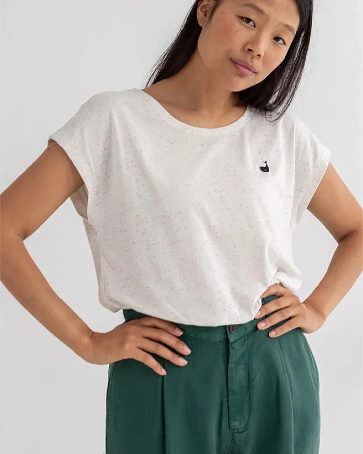 TWOTHIRDS Damen vegan T-Shirt Quirimbas Neps Weiß