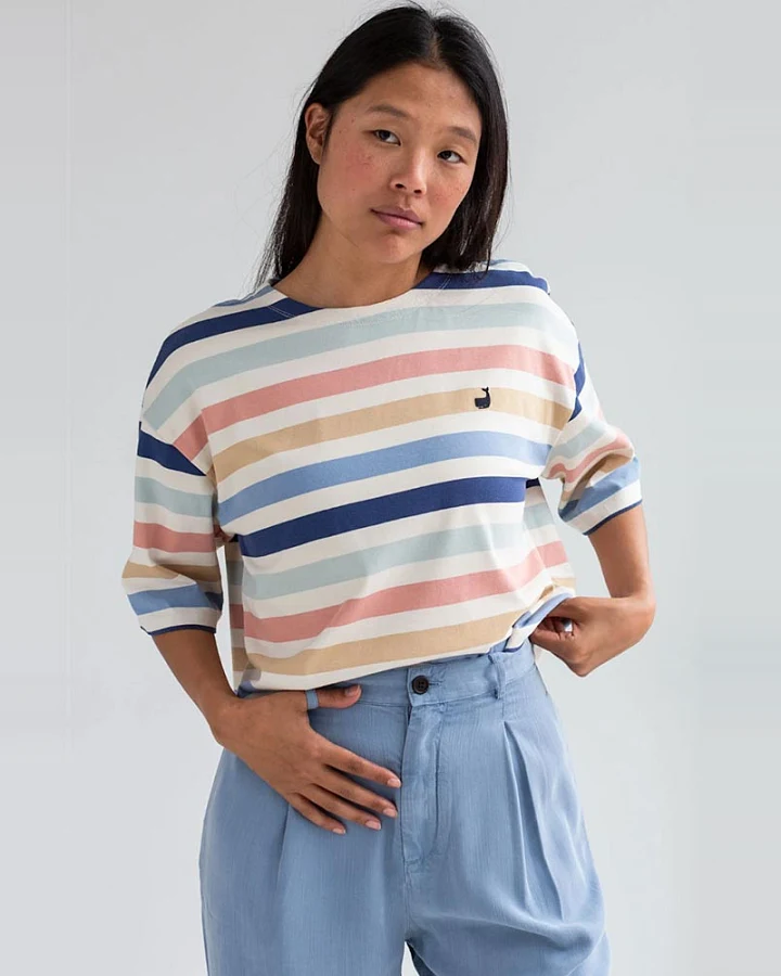TWOTHIRDS Damen vegan T-Shirt Cropped Fingal Stripes