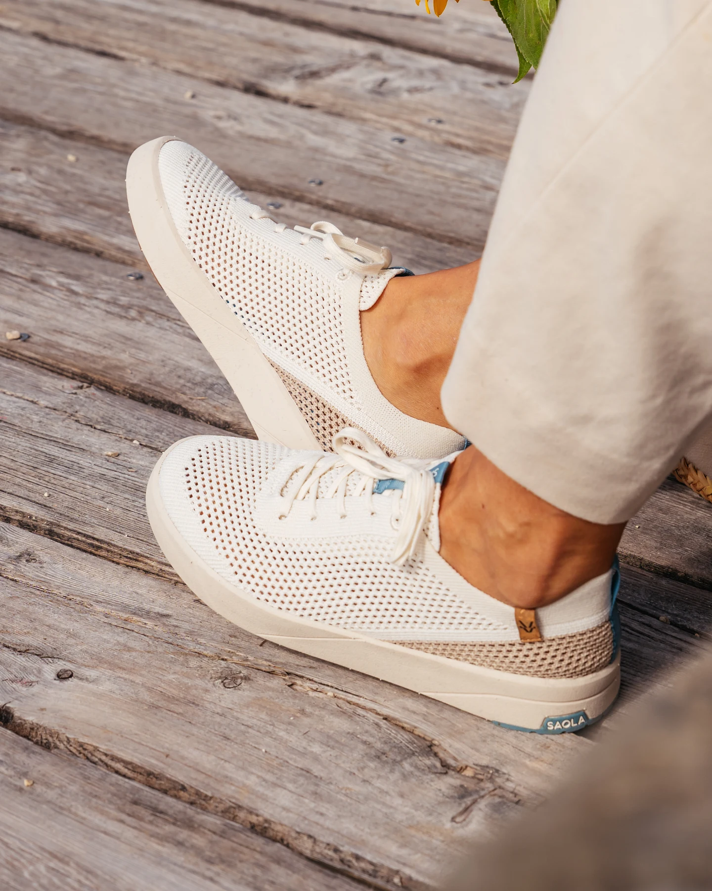 SAOLA Damen vegan Sneaker Damen Ezo Weiß Cashew – Ansicht 2