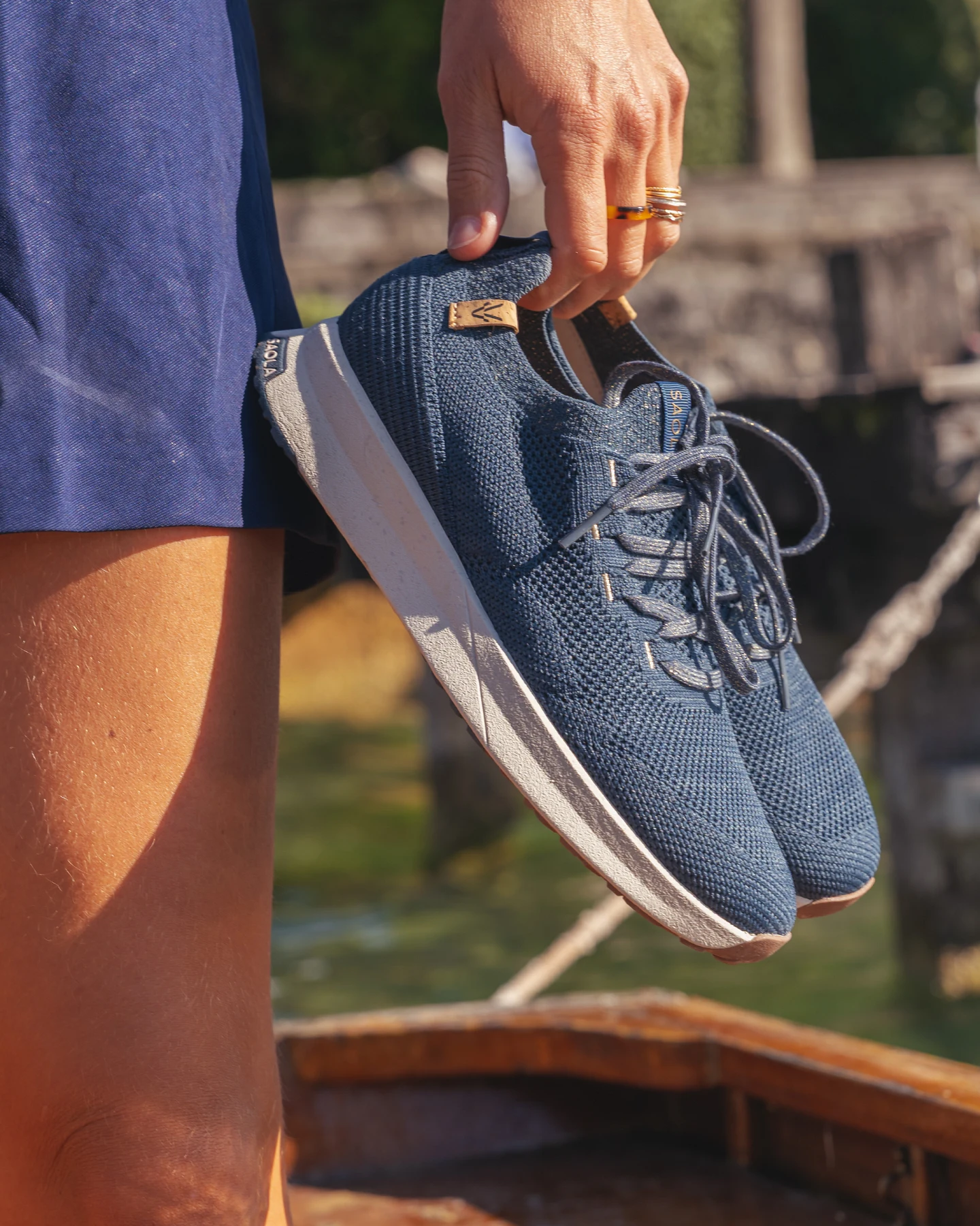 SAOLA Damen vegan Sneaker Damen Tsavo 3 Navy Gold – Ansicht 2