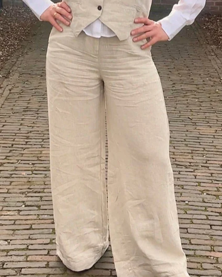 Kings of Indigo Damen vegan Hose Lilian Ungefärbt Beige