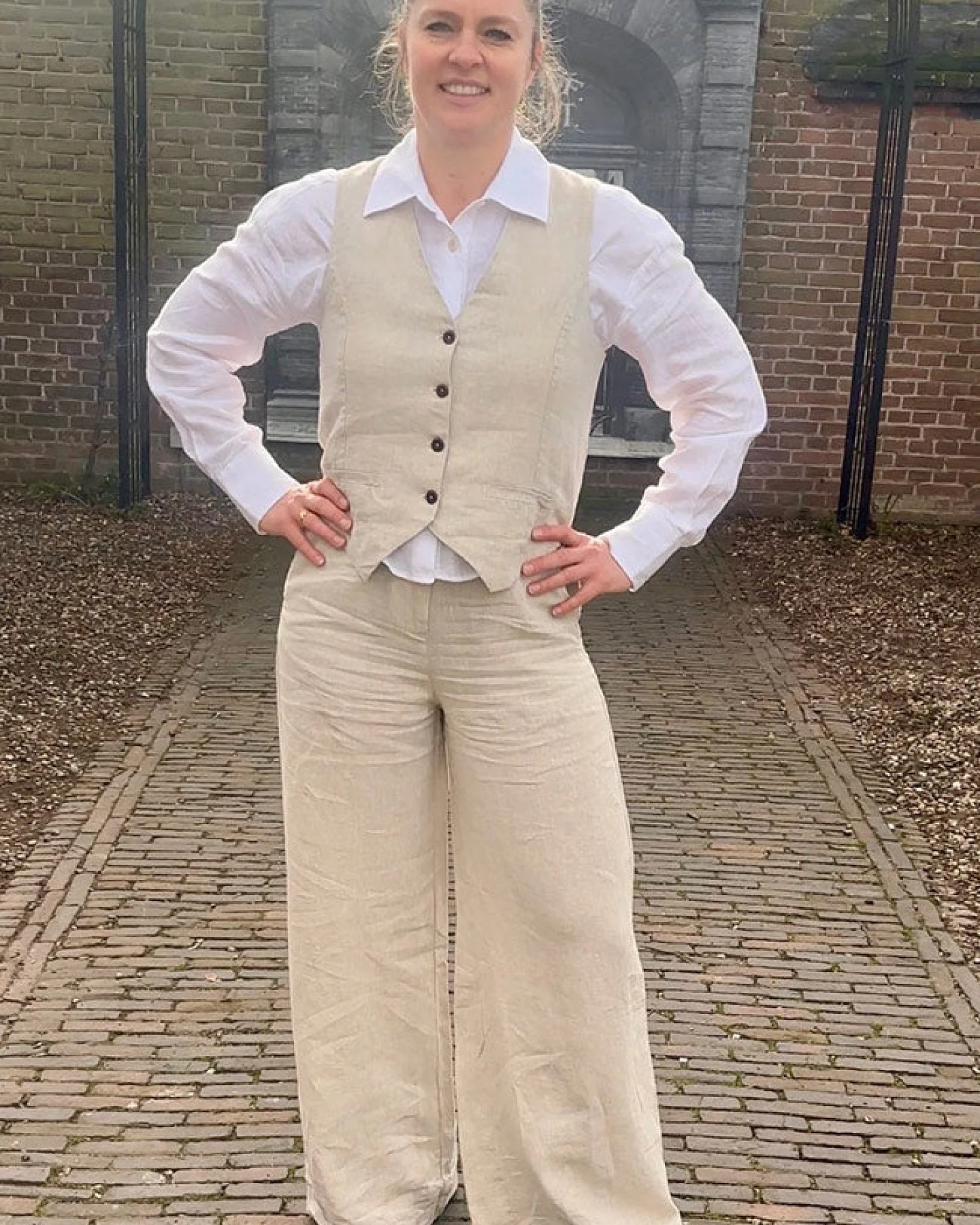 Kings of Indigo Damen vegan Weste Lucia Ungefärbt Beige – Ansicht 2