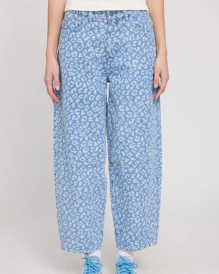Mazine Damen vegan Jeans Printed Barrel Hellblau