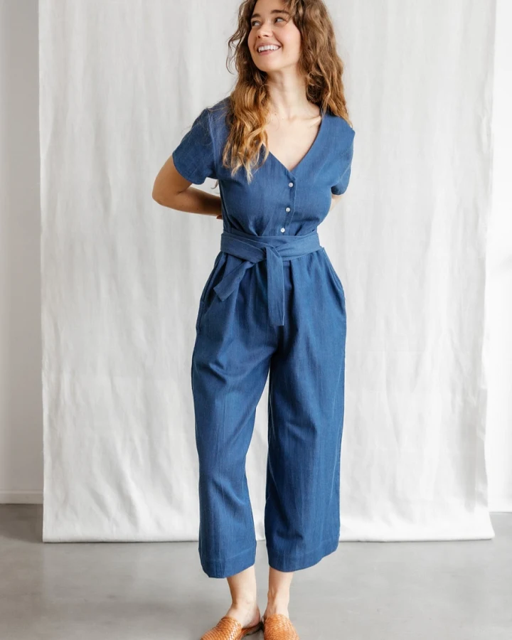 Jyoti - Fair Works Damen vegan Jumpsuit Amrita Denim Blau