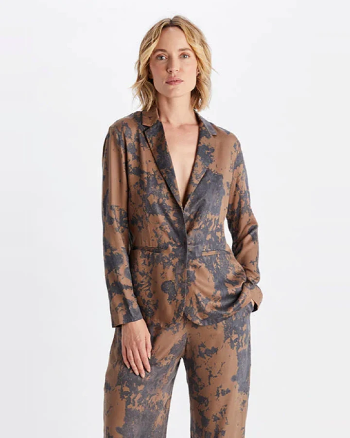 Neu Nomads Damen vegan Jacke Karlie Marmor Print Braun/Schwarz