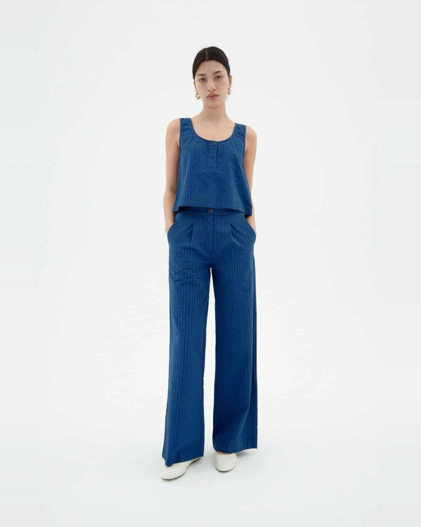 Hose Manolita Seersucker Blau – Ansicht 3