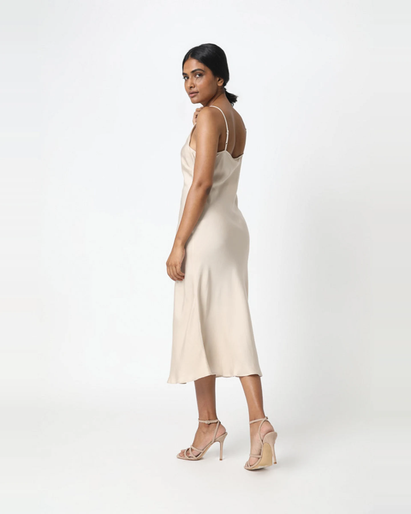 Neu Nomads Damen vegan Kleid Bias Slip Champagner – Ansicht 2