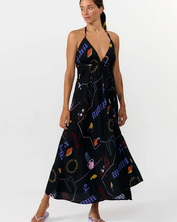 SUITE13LAB Damen vegan Kleid Mp Midi Holiday Schwarz