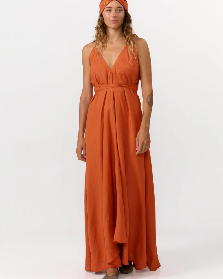 SUITE13LAB Damen vegan Kleid Mp Lang Henna