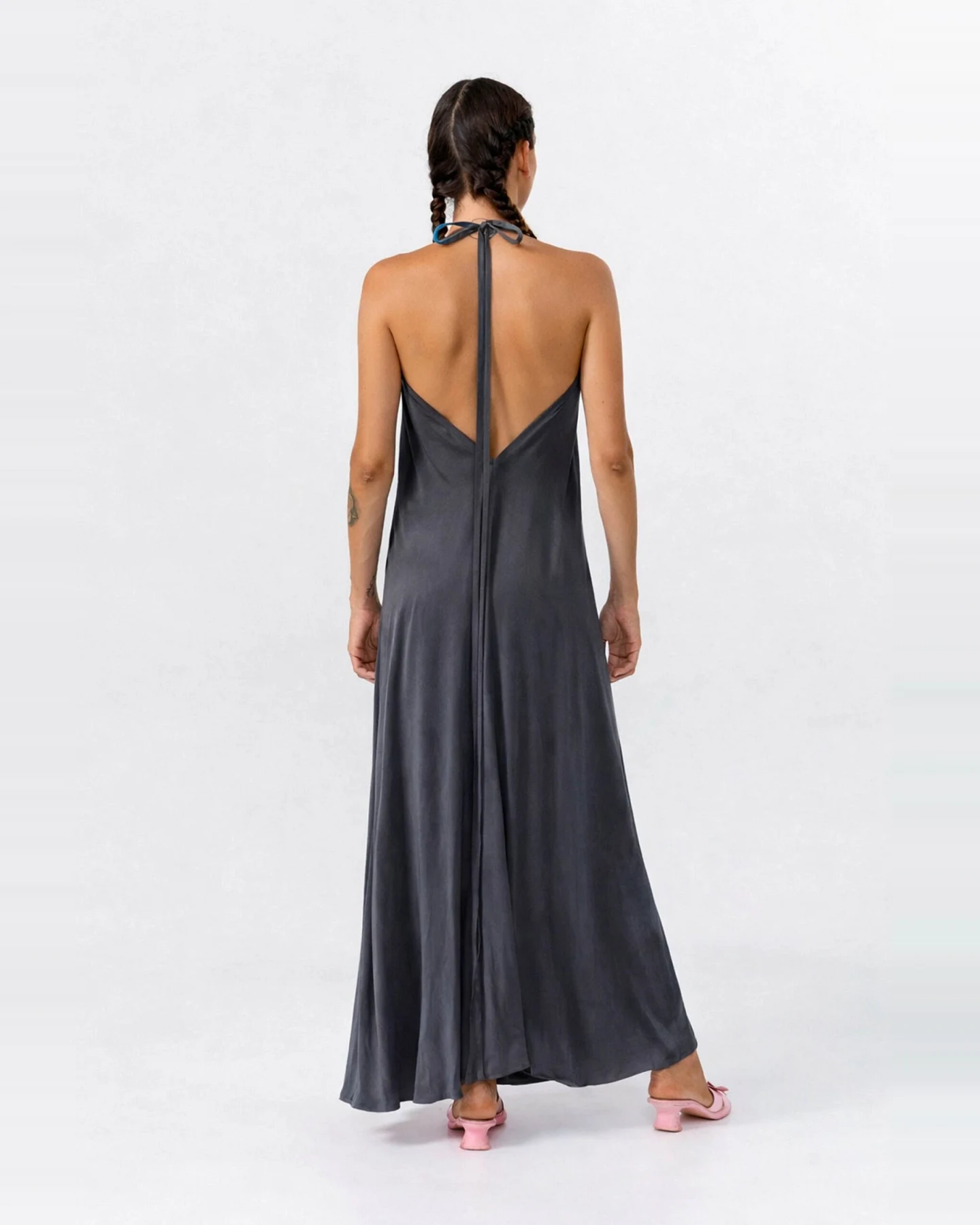 SUITE13LAB Damen vegan Kleid Mp Lang Dunkelgrau – Ansicht 2