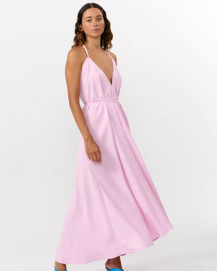 SUITE13LAB Damen vegan Kleid Mp Lang Rosa