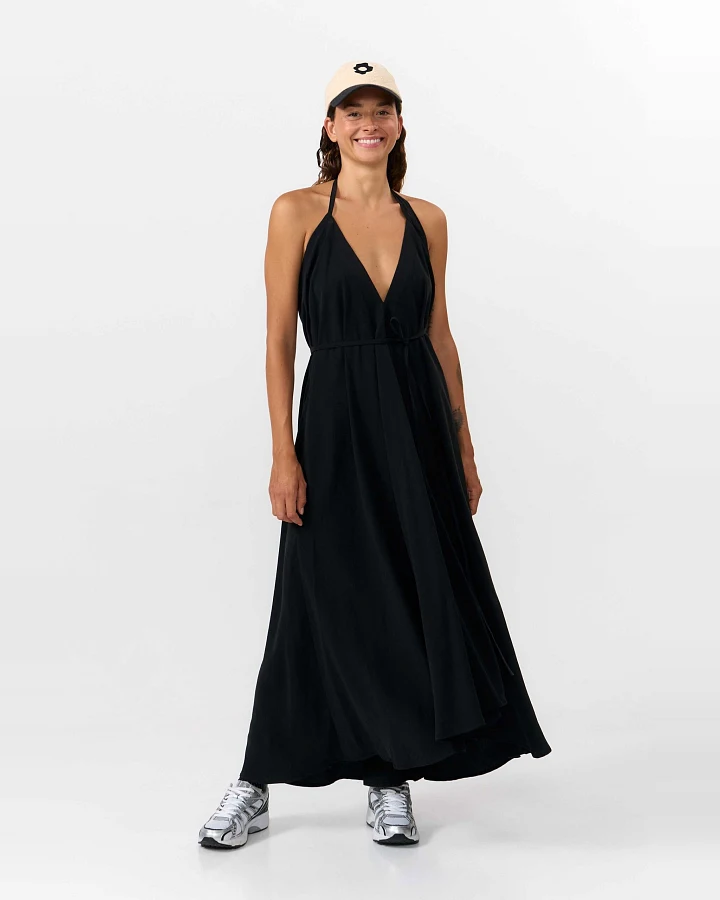SUITE13LAB Damen vegan Kleid Mp Lang Schwarz