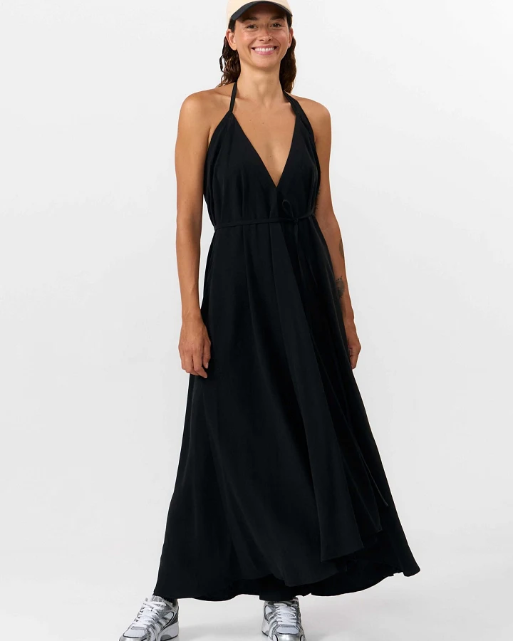 SUITE13LAB Damen vegan Kleid Mp Lang Schwarz