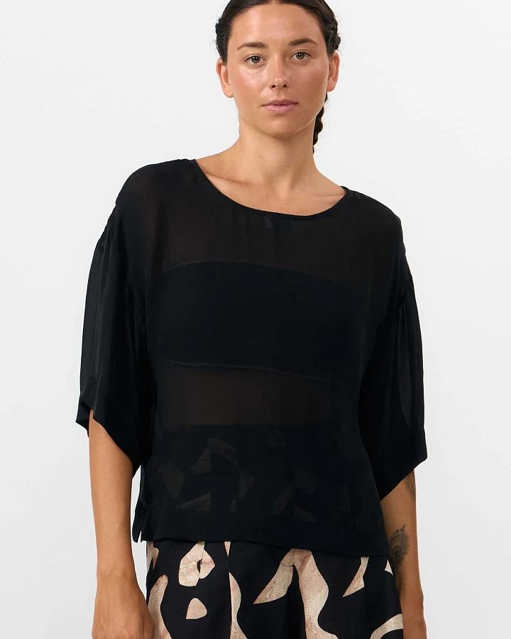 SUITE13LAB Damen vegan Bluse Sella Schiffon Schwarz