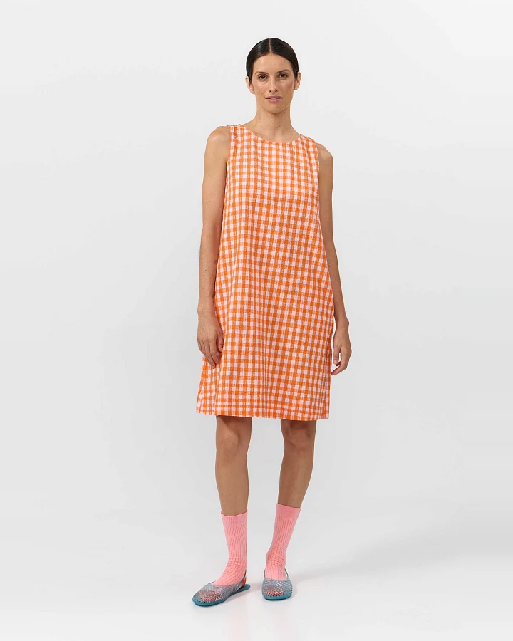SUITE13LAB Damen vegan Kleid Lena Check Orange