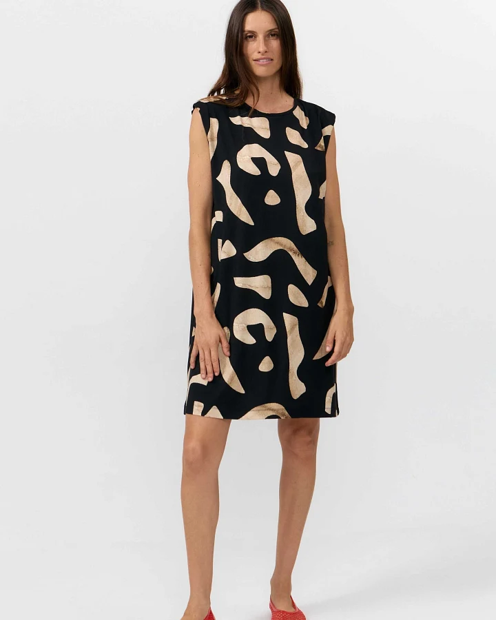SUITE13LAB Damen vegan Kleid Shire Print Stones Schwarz