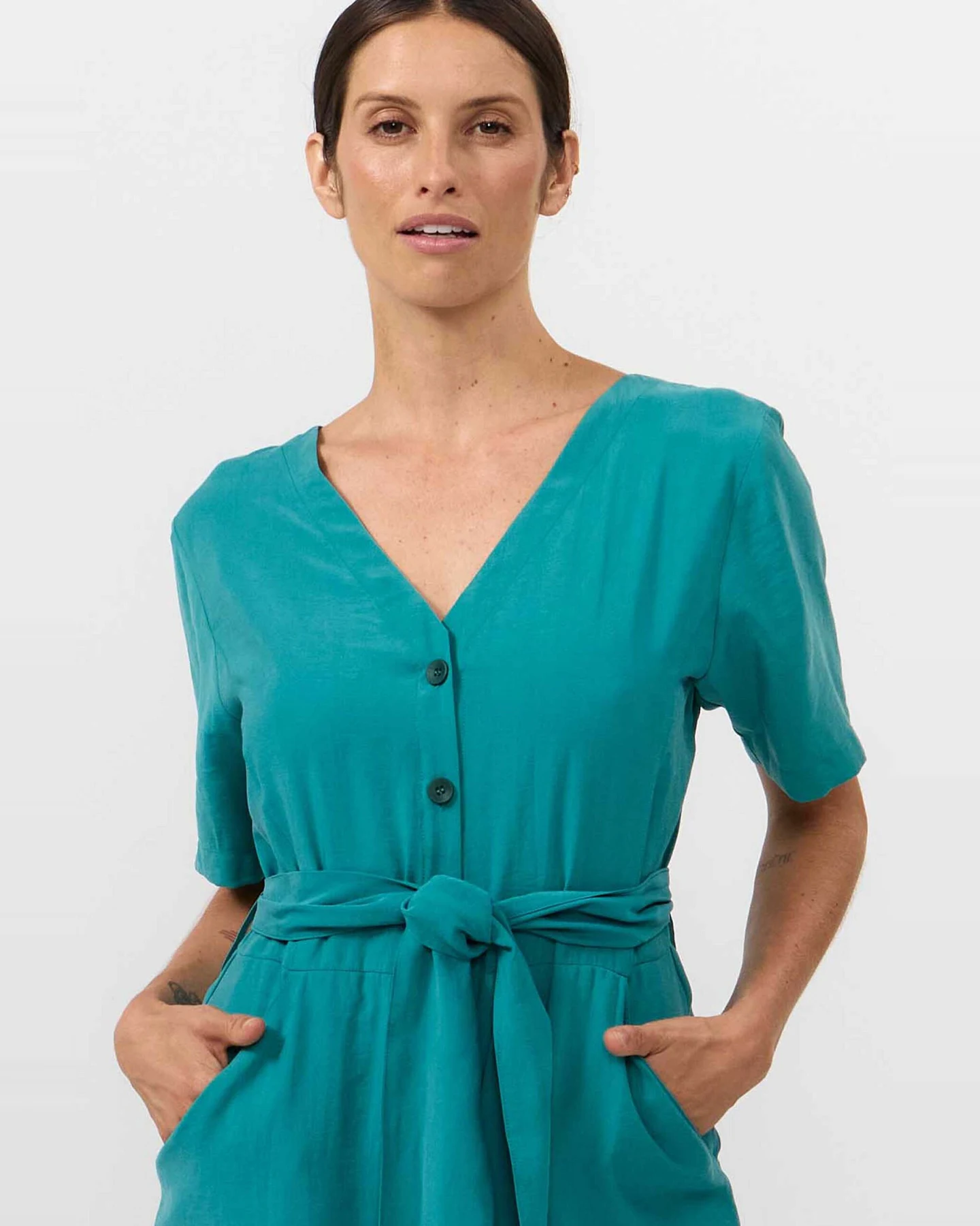SUITE13LAB Damen vegan Jumpsuit Nalon Teal – Ansicht 2