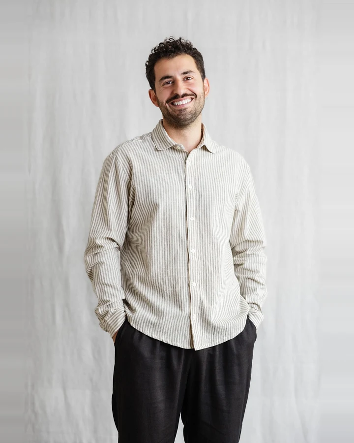 Jyoti Fair Works Herren vegan Hemd Himat Grau/Weiß