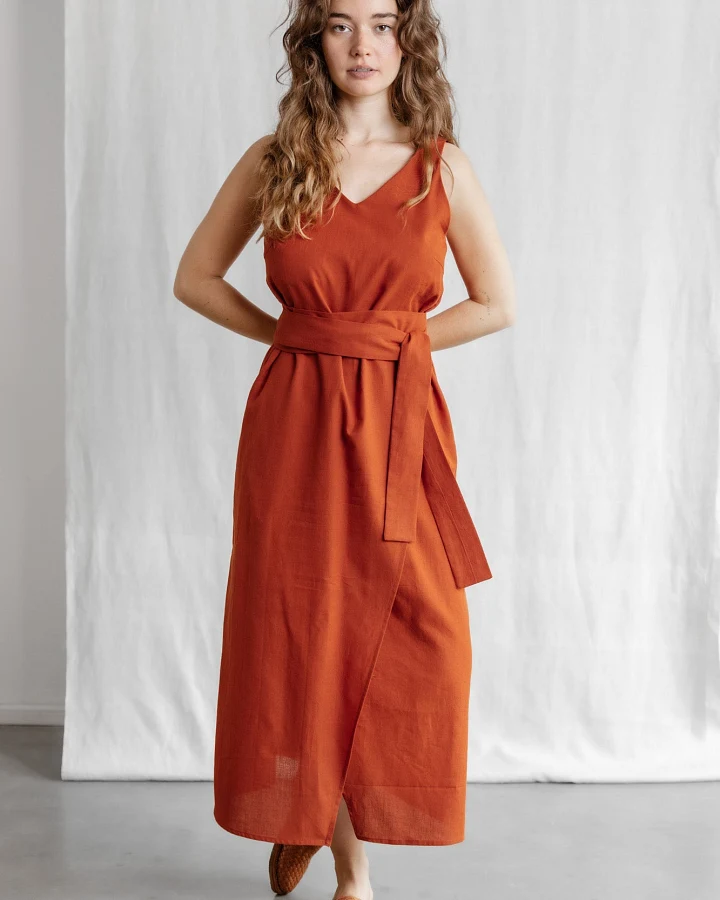 Jyoti Fair Works Damen vegan Kleid Agnila Terrakotta