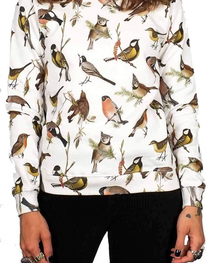 DEDICATED Damen vegan Sweatshirt Ystad Herbst Vögel