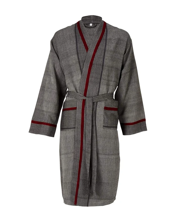 Luks Herren vegan Kimono Bademantel Mete Charcoal