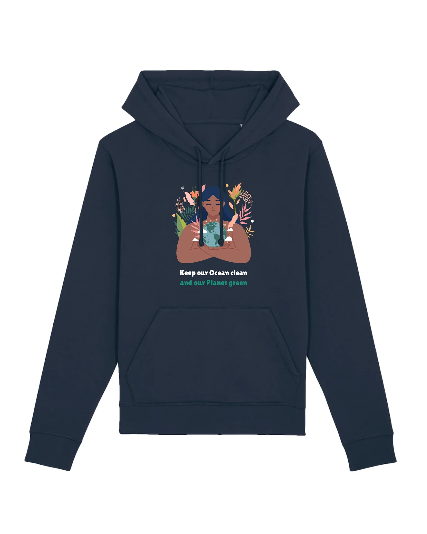 Oat Milk Club Damen vegan Unisex Hoodie Green Planet - Grau – Ansicht 2