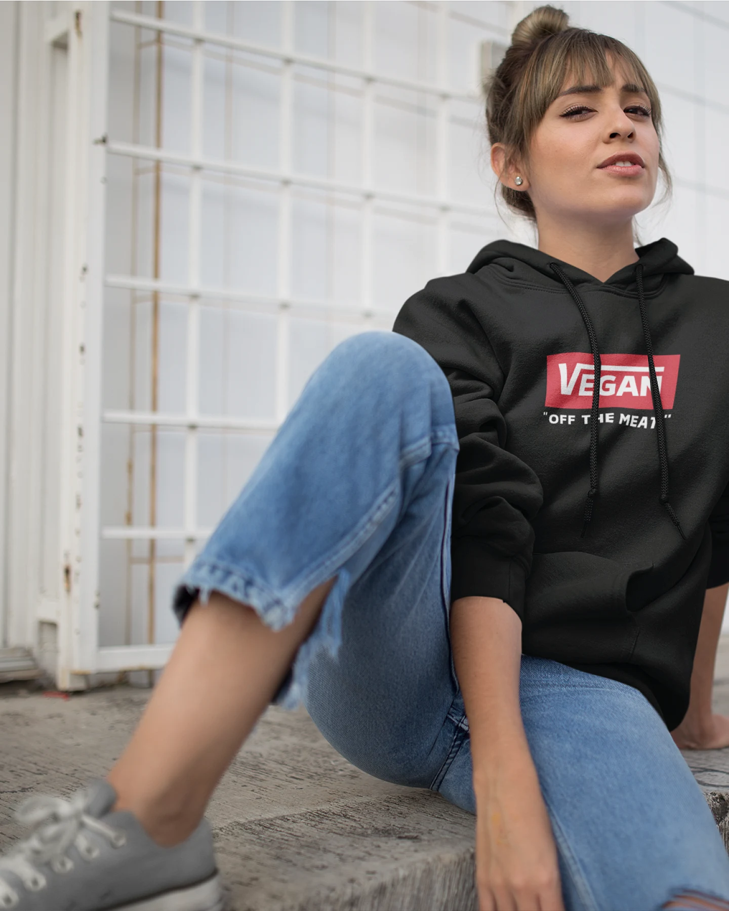 Oat Milk Club Damen vegan Kapuzenpullover Off The Meat Schwarz – Ansicht 2