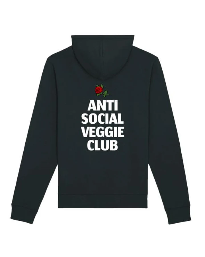 Plant Faced Clothing Damen vegan Hoodie Anti Social Veggie Club Schwarz