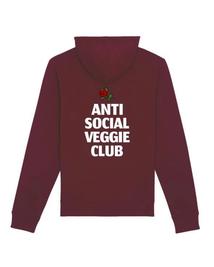 Plant Faced Clothing Damen vegan Hoodie Anti Social Veggie Club Bordeaux