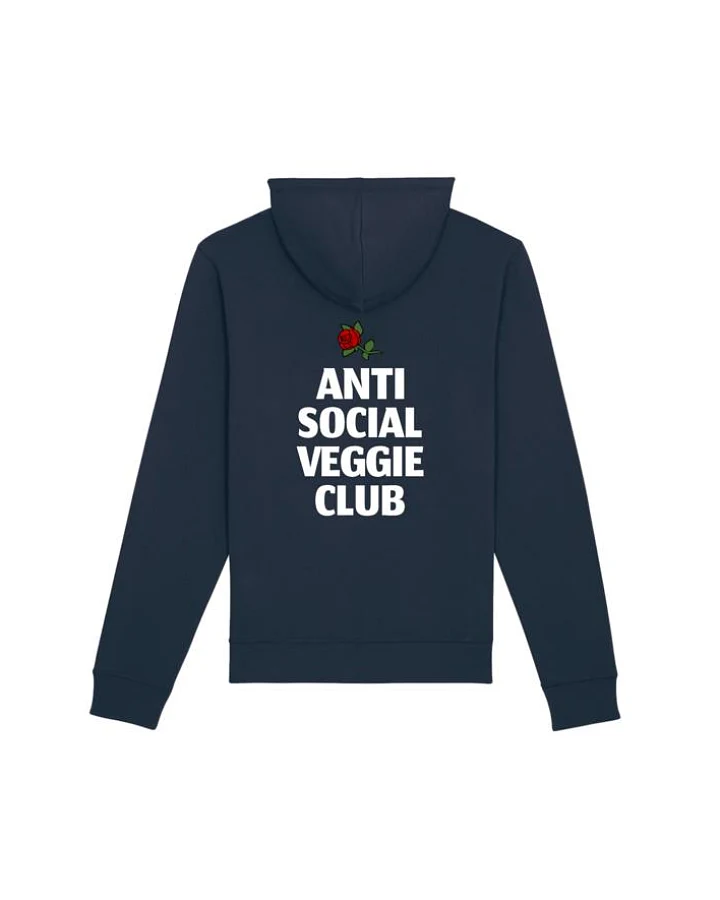 Plant Faced Clothing Damen vegan Hoodie Anti Social Veggie Club Dunkelblau