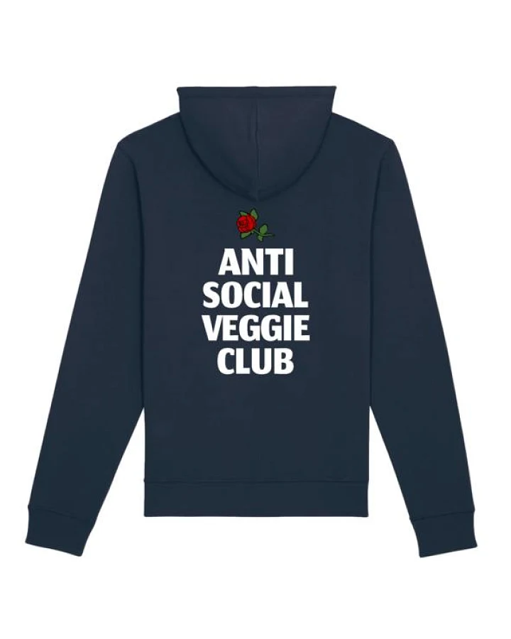 Plant Faced Clothing Damen vegan Hoodie Anti Social Veggie Club Dunkelblau